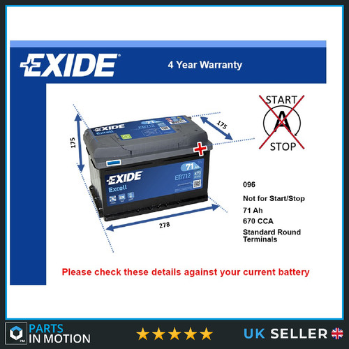 Car battery eb712 exide - car,